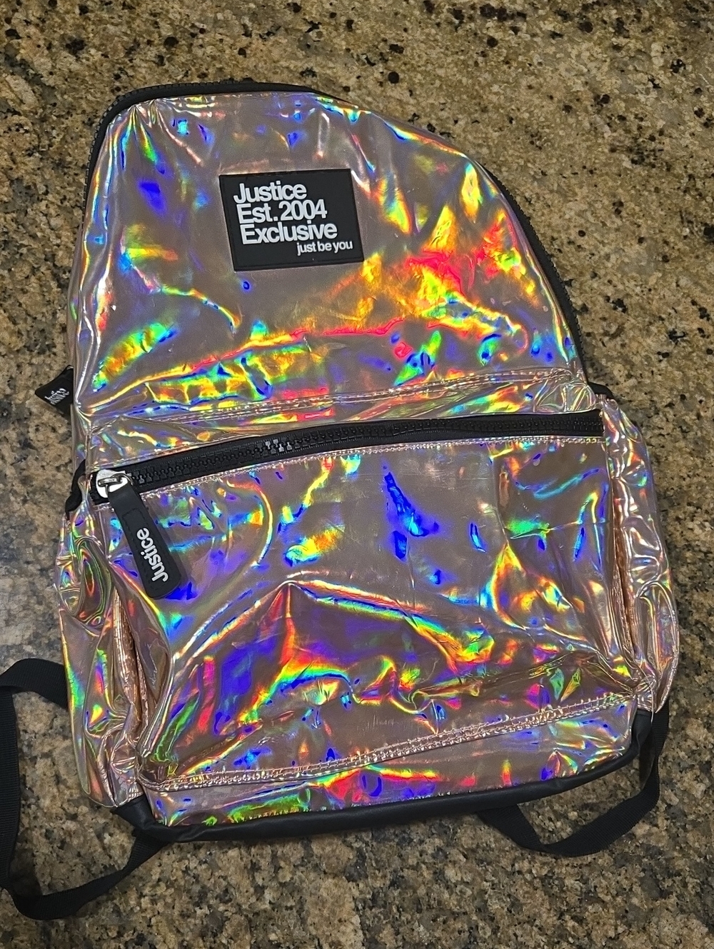 Justice Iridescent 17 "  Holographic Backpack - Rainbow Shine